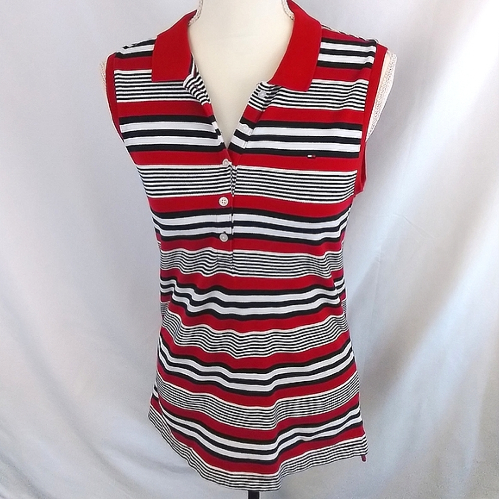 TOMMY HILFIGER Striped Sleeveless Polo Top 5